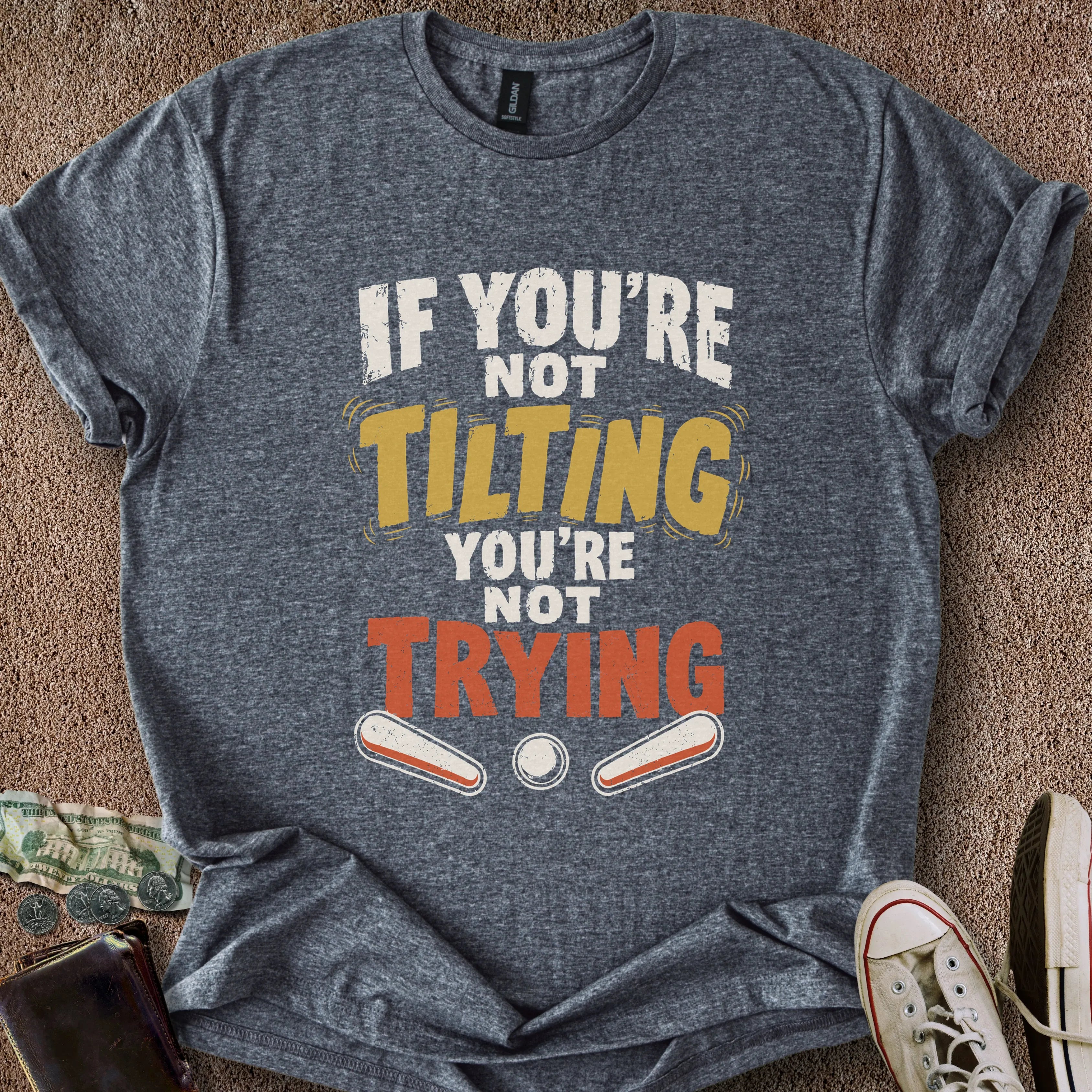 Printify T-Shirt Dark Heather / S Tilting & Trying T-Shirt