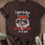 Printify T-Shirt Dark Chocolate / S Weird Games Raccoon T-Shirt