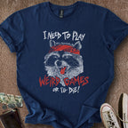 Printify T-Shirt Navy / S Weird Games Raccoon T-Shirt