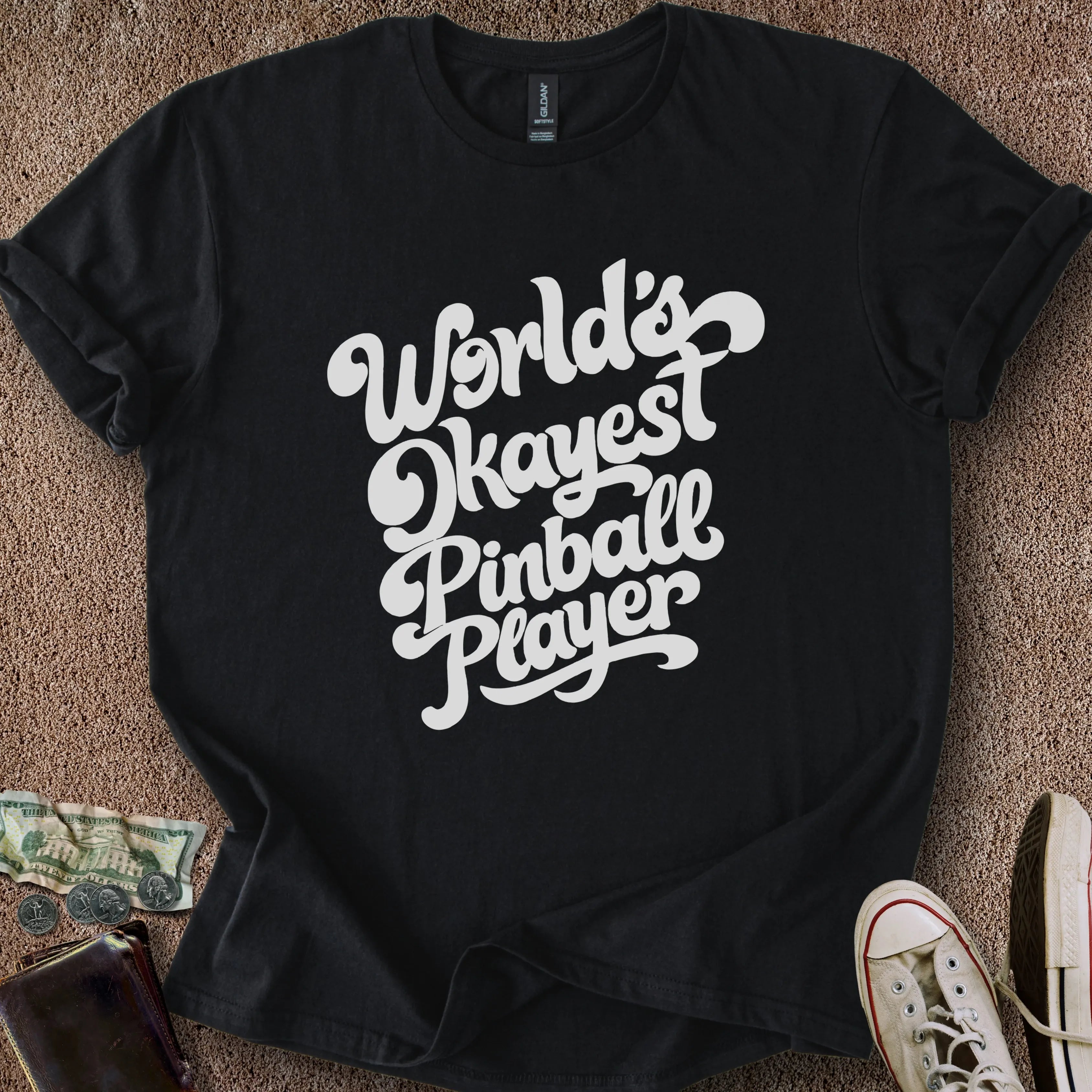 Printify T-Shirt Black / S World's Okayest Pinballer T-Shirt