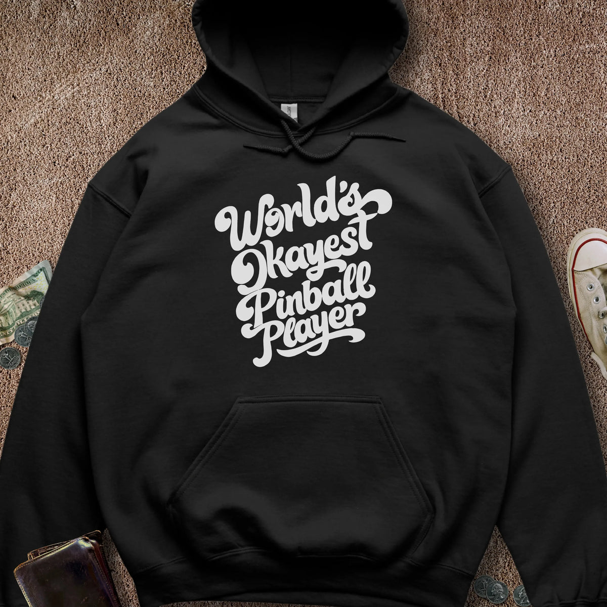 Printify Hoodie Black / S Worlds Okayest Pinball Hoodie