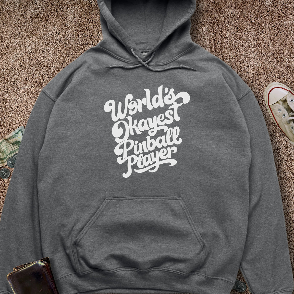 Printify Hoodie Dark Heather / S Worlds Okayest Pinball Hoodie
