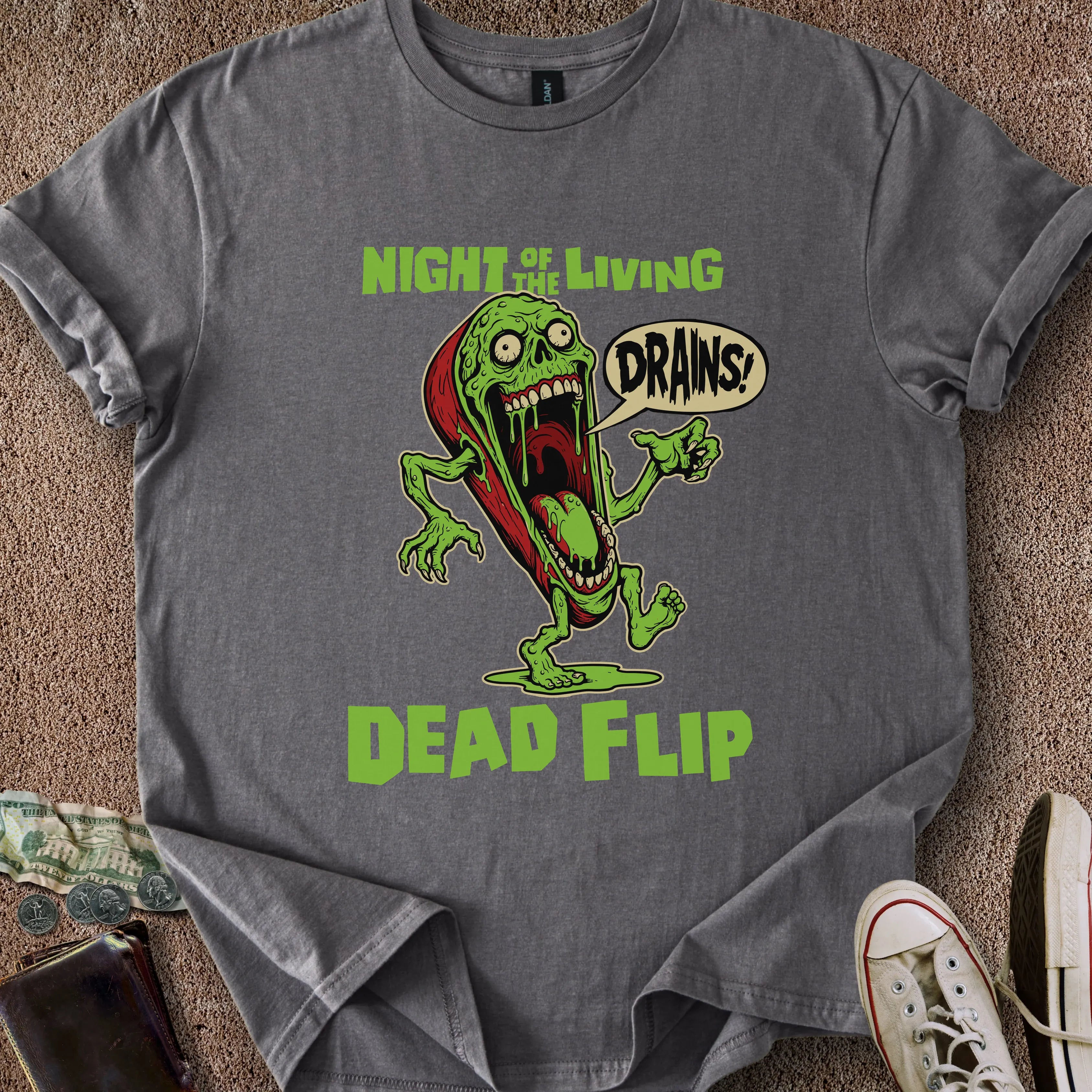 Printify T-Shirt Charcoal / S Zombie Flipper T-Shirt